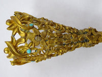 Gilt Brass Tussie Mussie Posey Posy Holder with Six Turquoise (#J1220)