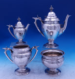 Wood and Hughes Sterling Silver Coffee Set 4pc Coffee Tea Sugar Waste (#8835)