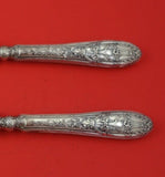 French Sterling Silver Steak Carving Set 2pc HH WS Basket of Flowers Bow Motif