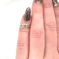 9k Yellow Gold Baby Ring with Turquoise Glass in Star Design Jewelry (#J5966)