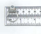 14k White Gold Rainbow Genuine Natural Moonstone Teal Sapphire Ring (#J6261)