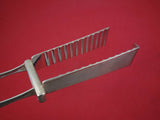 French Sterling Asparagus Serving Tong Engine Turned with Gold Mono 10 1/4"