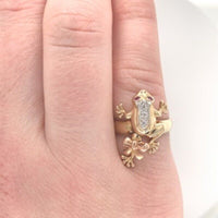 14k Yellow Gold Diamond Frog Ring Size 6.75 Jewelry - Leg Moves! (#J6096)