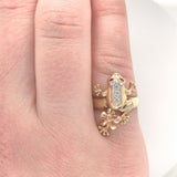 14k Yellow Gold Diamond Frog Ring Size 6.75 Jewelry - Leg Moves! (#J6096)