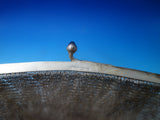 German 800 Silver Mesh Purse circa 1900 8.4 ozt Faux Sapphire Handle (#6174)