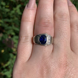 14k White Gold 1.53ct Genuine Natural Sapphire Men's Ring Size 7 (#J5833)