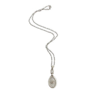 14k White Gold Filigree Genuine Natural Rock Crystal Diamond Pendant (#J7300)