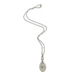 14k White Gold Filigree Genuine Natural Rock Crystal Diamond Pendant (#J7300)