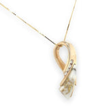 14k Yellow Gold Pendant w/Genuine Natural Gold Vein Quartz and Diamonds (#J6670)