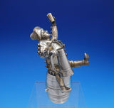 German Figurine Silver & Plate Man on Barrel w/ Mug Faux Gemstones (#4322)