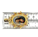 18k Yellow Gold Hand Painted Portrait Pin Mona Lisa (#J5379)