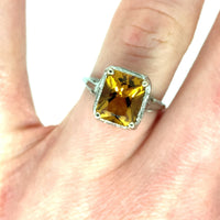 Deco 14k White Gold Filigree 2.88ct Genuine Natural Citrine Ring (#J4983)