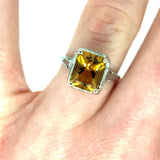 Deco 14k White Gold Filigree 2.88ct Genuine Natural Citrine Ring (#J4983)
