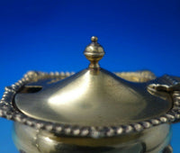 English Sterling Silver Mustard Pot Vermeil with Cobalt Liner and Spoon (#6299)