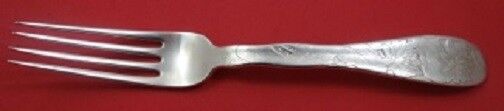 Lap Over Edge Acid Etched by Tiffany Sterling Dinner Fork w/ Water Lily 8"