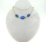 Art Deco Genuine Natural Sodalite Necklace with 9k Gold Paperclip Chain (#J5033)