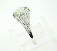 Art Deco 18k White Gold Genuine Natural Diamond Ring 1.05ct Milgrain (#J614)