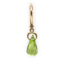 14k Gold 3.09 Carat TW Genuine Natural Peridot Briolette Drop Earrings (#J7132)