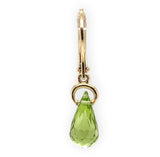 14k Gold 3.09 Carat TW Genuine Natural Peridot Briolette Drop Earrings (#J7132)