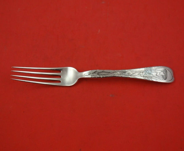 Lap Over Edge Acid Etched by Tiffany and Co Sterling Regular Fork BC w/Mushrooms