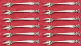 Romance of the Sea by Wallace Sterling Silver Cocktail Fork Set 12 pieces 5 1/2"