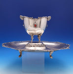 Italian .800 Silver Caviar Bowl w/Ice Tray Figural 3-D Giants Amber Stones #8301