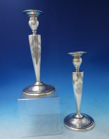 Black Starr and Frost Sterling Silver Candlestick Pair Bright-Cut #108 (#5460)