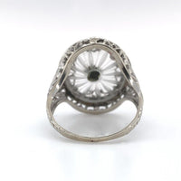 14k White Gold Genuine Natural Filigree Rock Crystal Diamond Ring (#J6206)