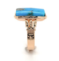 10k Rose Gold Victorian Kingman Genuine Natural Turquoise Ring Size 6.5 (#J6564)