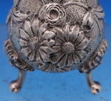 Repousse by Kirk Sterling Silver Open Salt Pepper Shaker & Spoon Set 3-pcs #8365