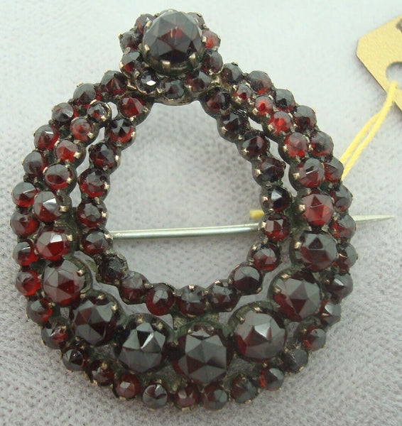 Genuine Natural Bohemian Garnet Wreath Pin (#J2092)