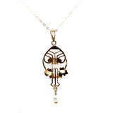 10k Yellow Gold Victorian Diamond Lavaliere Pendant with Leaves (#J5545)