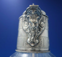 JK TH and GW English Sterling Silver Decanter with Cut Crystal Bearded Man #5858