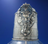 JK TH and GW English Sterling Silver Decanter with Cut Crystal Bearded Man #5858