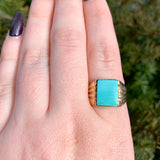 Vintage 14k Gold Men's 2.81 Carat Genuine Natural Turquoise Ring (#J6539)