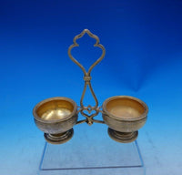 French .950 Silver Master Salt Caddy with Two Vermeil Bowls Cast Handle (#3907)