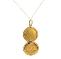 14k Yellow Gold Round Locket with Engraved Arrow in Heart (#J6434)