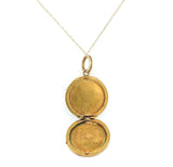 14k Yellow Gold Round Locket with Engraved Arrow in Heart (#J6434)