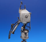 Dutch Sterling Silver Bell 3-D Clock Tower w/ Steps 3 Men Shield 8 3/4" (#7580)