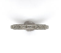 18k White Gold Wedding Band Crisp Engraved New Old Stock Size 6 (#J6287)