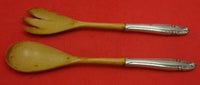 Stradivari by Wallace Sterling Silver Salad Serving Set 2pc with Wood 10 1/2"