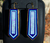 Kaufmann 14k Gold Vermeil Genuine Natural Opal Intarsia Earrings w/Lapis #J6243