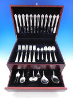 Odel by Nils Hansen Silver Flatware Set for 12 Service 67 pcs Norwegian Pierced