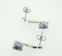 14k White Gold 3.2ct Genuine Natural Tanzanite and Diamond Earrings (#J1815)