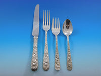 Repousse by Kirk Sterling Silver Flatware Set for 12 Service 87 pieces