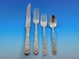 Repousse by Kirk Sterling Silver Flatware Set for 12 Service 87 pieces