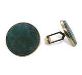 Vintage 12/20 Gold Filled Green Moss Genuine Agate Cufflinks by Jaguar (#J7532)