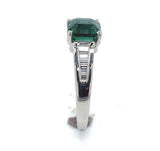 Platinum 2.30 Carat Green Genuine Natural Tourmaline and Diamond Ring (#J6510)