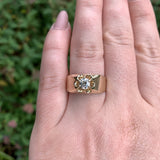 14k Gold Men's Belcher Ring w/ .53ct European Cut Genuine Natural Diamond #J7620