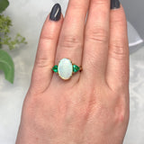 14k Yellow Gold 2.24 Carat Genuine Natural Australian Opal Emerald Ring (#7570)